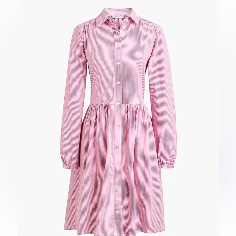 J. Crew Cotton Shirt Dress Collared Long Sleeve Size 0